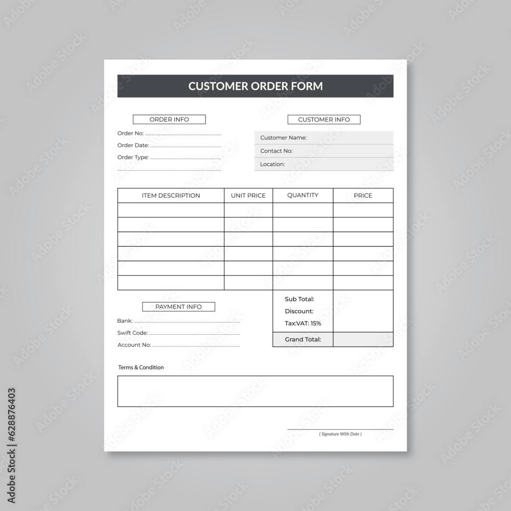 Customer Order Form Book Journal KDP Interior Customer Order Form Book Journal KDP Interior
