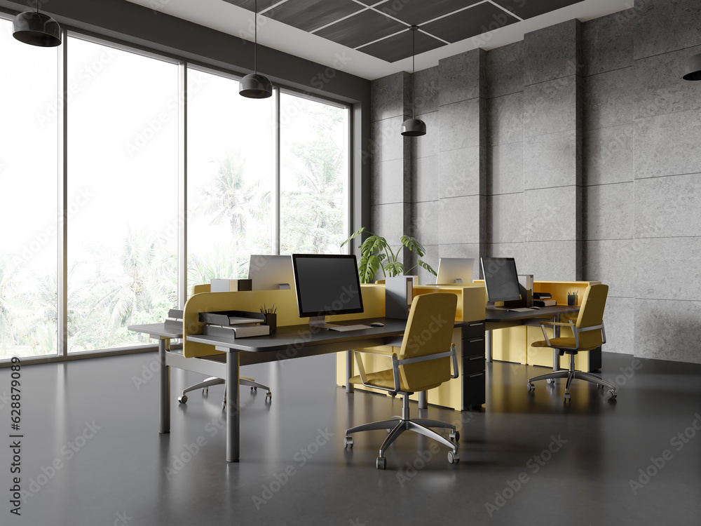 Fototapeta premium Gray and stone loft open space office corner