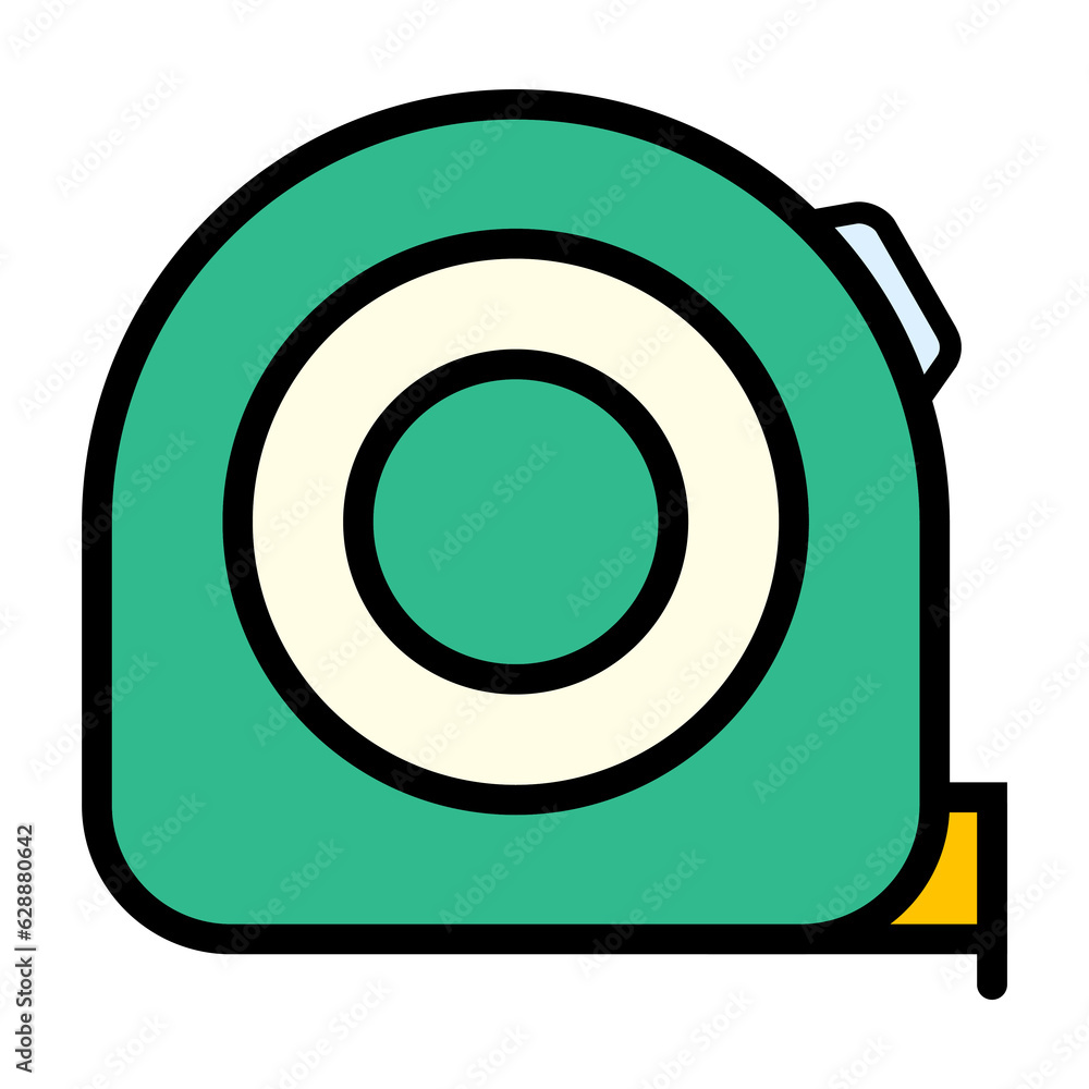 Measurement tape icon, measure tool concept design symbol, instrument flat vector illustration