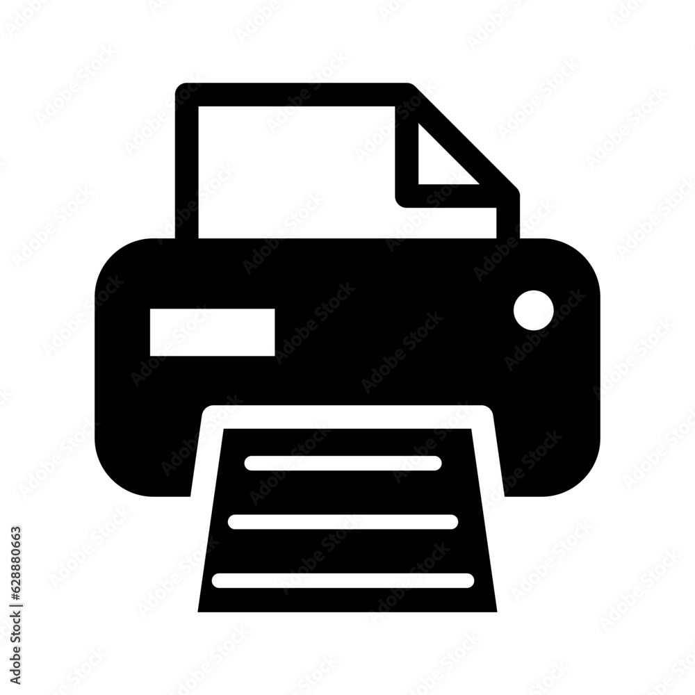 Printer document web icon, printout machine technology flat sign vector illustration Printer document web icon, printout machine technology flat sign vector illustration