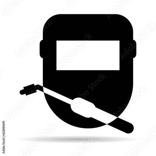 Welding technology icon shadow, metal tool equipment symbol, safe weld vector illustration
