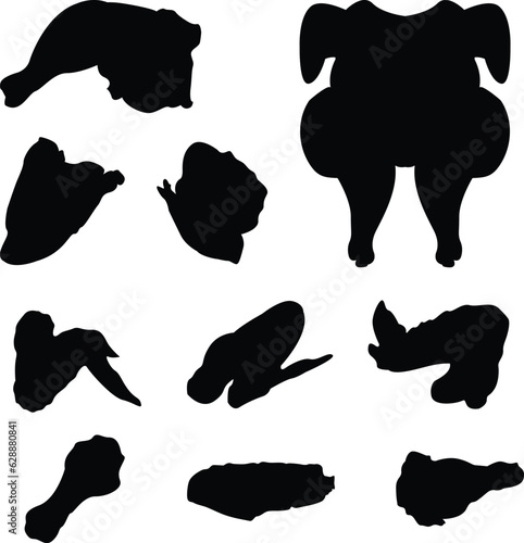 A collection of chicken wings, thighs and a roast chicken