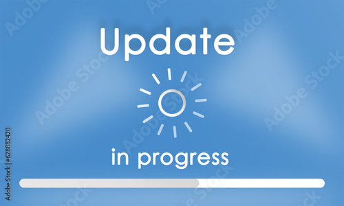 System Update sign with loading icon and text. Update or upgrade concept web vector illustration for any software, hardware and technology system. 