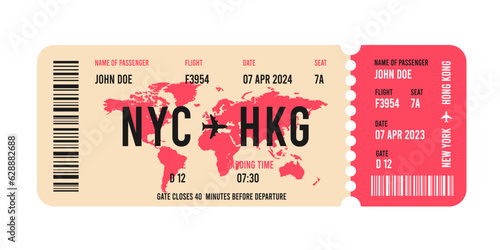 Airline ticket template isolated illustration