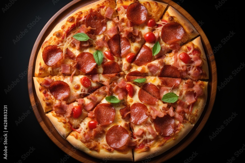 pizza with salami and cheese pizza with salami and cheese