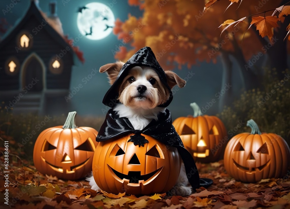 Halloween dog in a costume