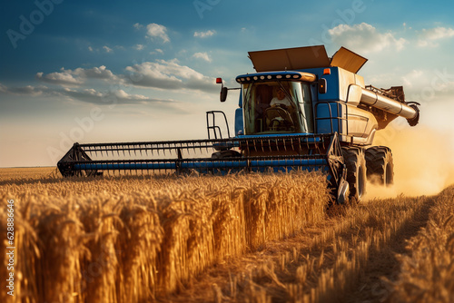 combine harvester harvesting wheat, generative ai