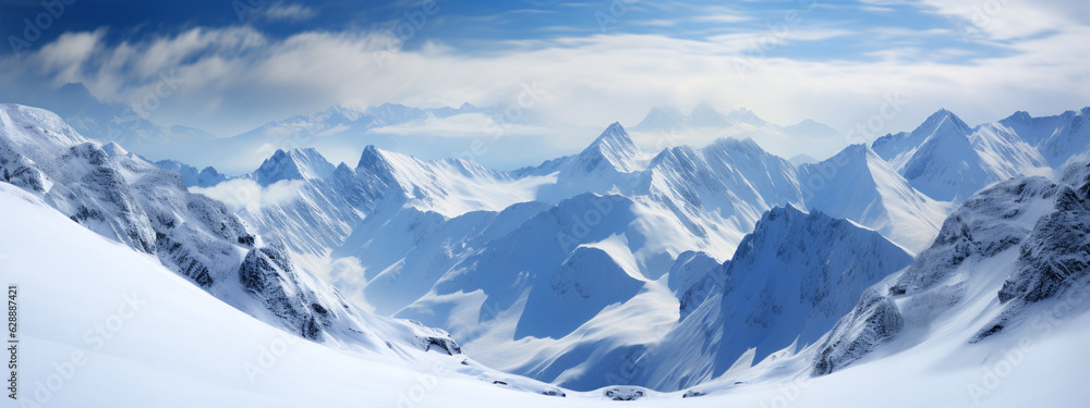 landscape of snowy mountains, generative ai