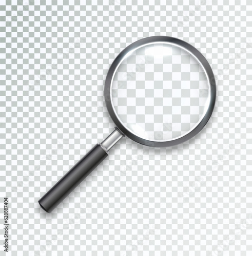 Search icon vector. Magnifying glass with Transparent Background. Magnifier, big tool instrument. Magnifier loupe search. Vector