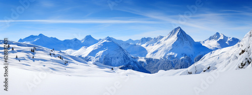 landscape of snowy mountains, generative ai © AIGen