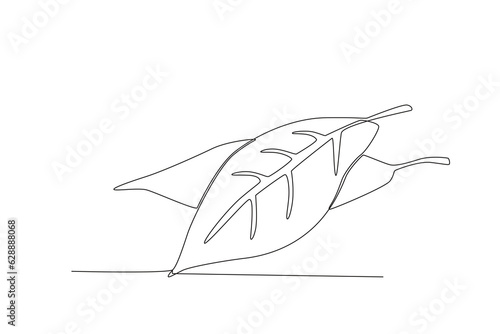 Single one line drawing bay leaf vegetable concept continuous line draw design graphic vector illustration 