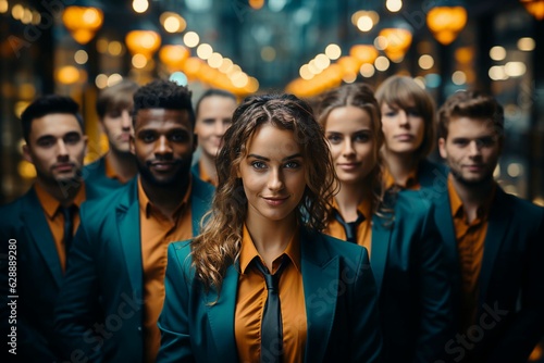 Group of professionals dressed in stylish business attire. Success, teamwork. AI-generated. © Ray208/Wirestock Creators