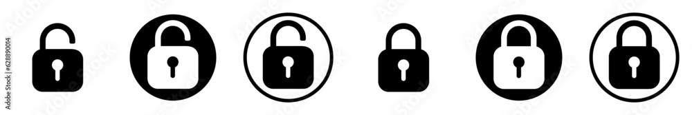 Padlock unlock lock icon set. Closed and opened sign. Vector clipart illustration on isolated background. Padlock unlock lock icon set. Closed and opened sign. Vector clipart illustration on isolated background.