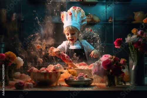 The Young Chef's Messy Kitchen Fictional Character Created By Generative AI