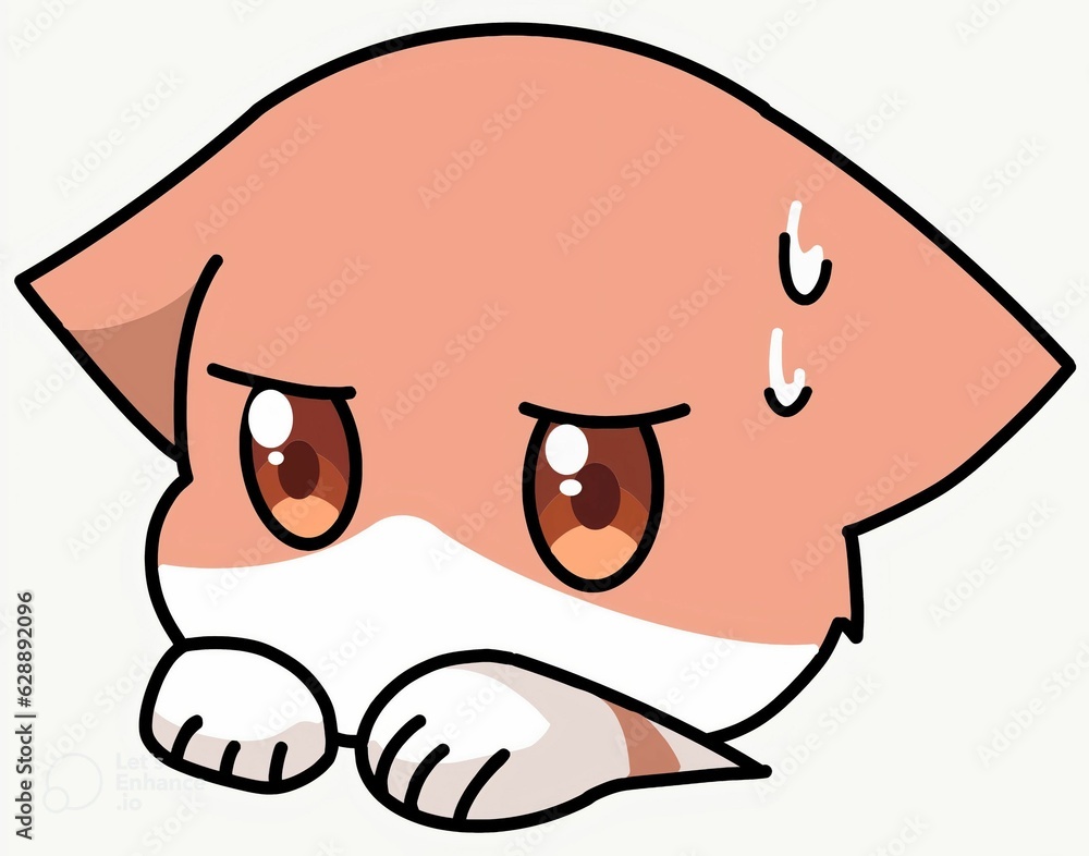 Cheerful cartoon illustration of a sad cat on a white background Cheerful cartoon illustration of a sad cat on a white background