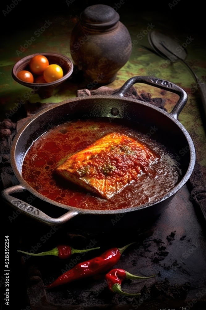 Fototapeta premium A delicious meal being cooked in a pan