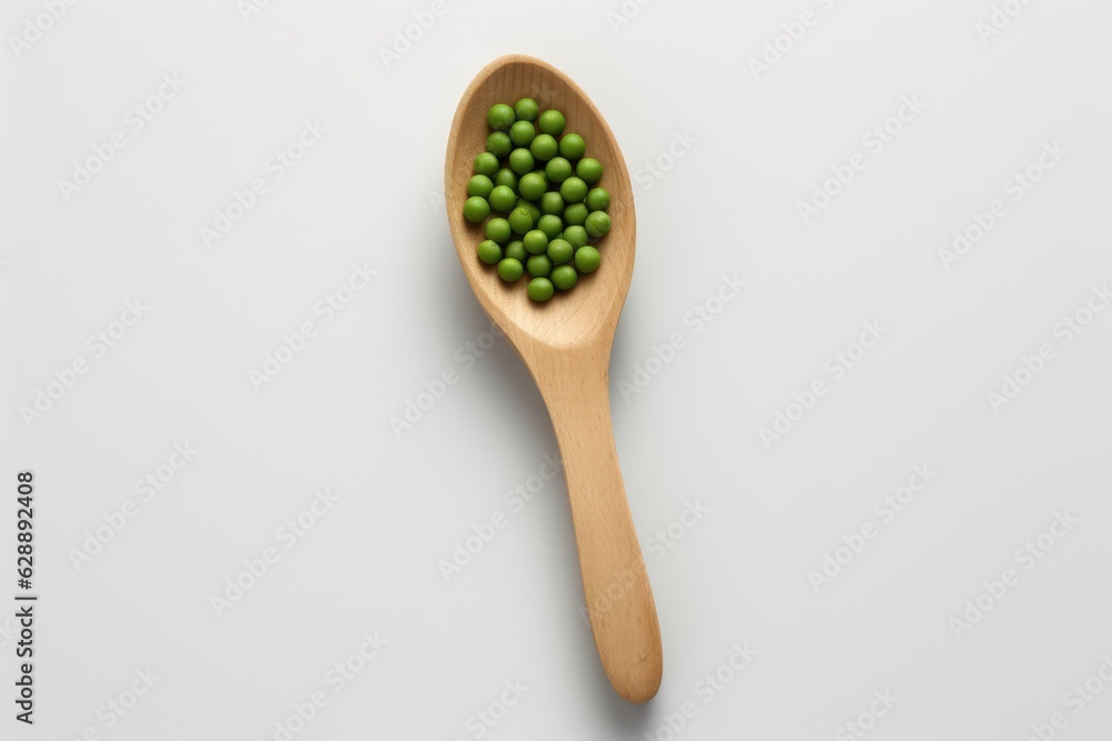 A Close-up of a Serving Scoop with Green Peas A Close-up of a Serving Scoop with Green Peas