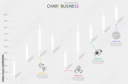 Charts infographic business paper cut.Statistic and modern graphical presentation data marketing,graph vector flat illustration.