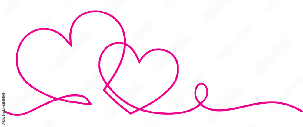 pink heart line art Vector illustration