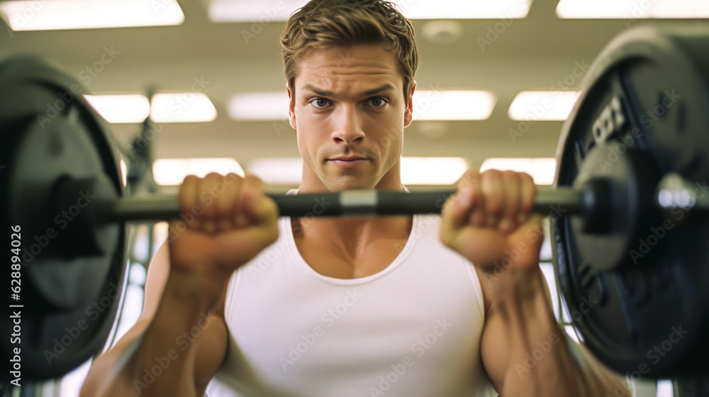 Spectacular display of a young mans determination and strength in the gym, emphasizing his toned muscles during weightlifting for health and fitness. Generative AI Spectacular display of a young mans determination and strength in the gym, emphasizing his toned muscles during weightlifting for health and fitness. Generative AI