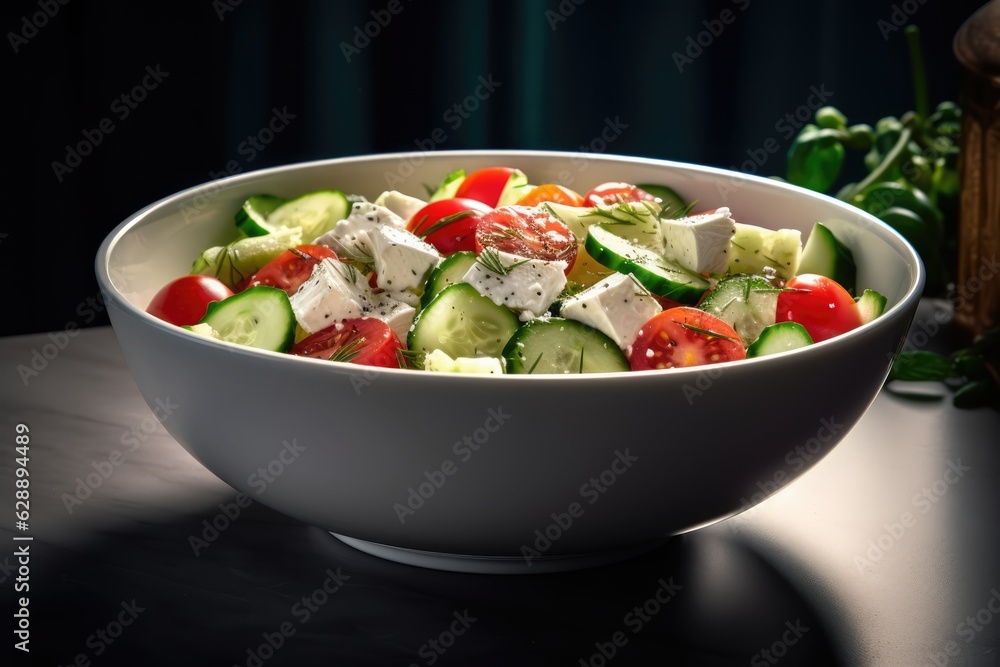 Fresh Garden Salad in a White Bowl Created By Generated AI. Fresh Garden Salad in a White Bowl Created By Generated AI.