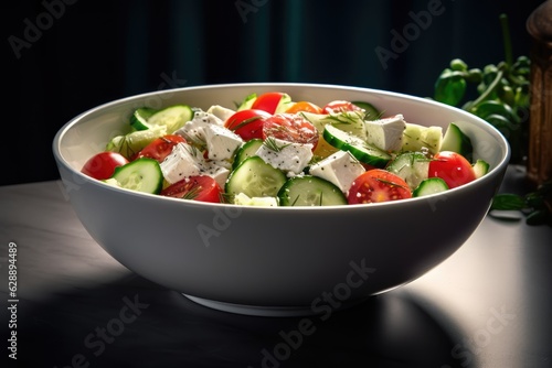 Fresh Garden Salad in a White Bowl Created By Generated AI.