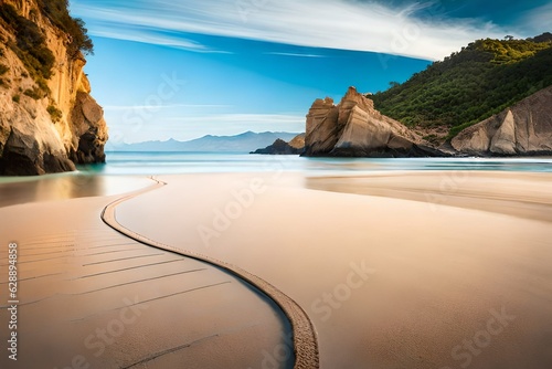 Summer sand and tropical sea AI generated