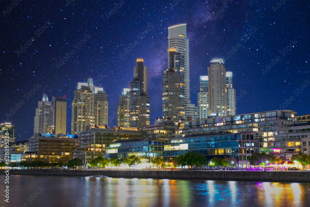 Fototapeta premium night view of the towers of puerto madero