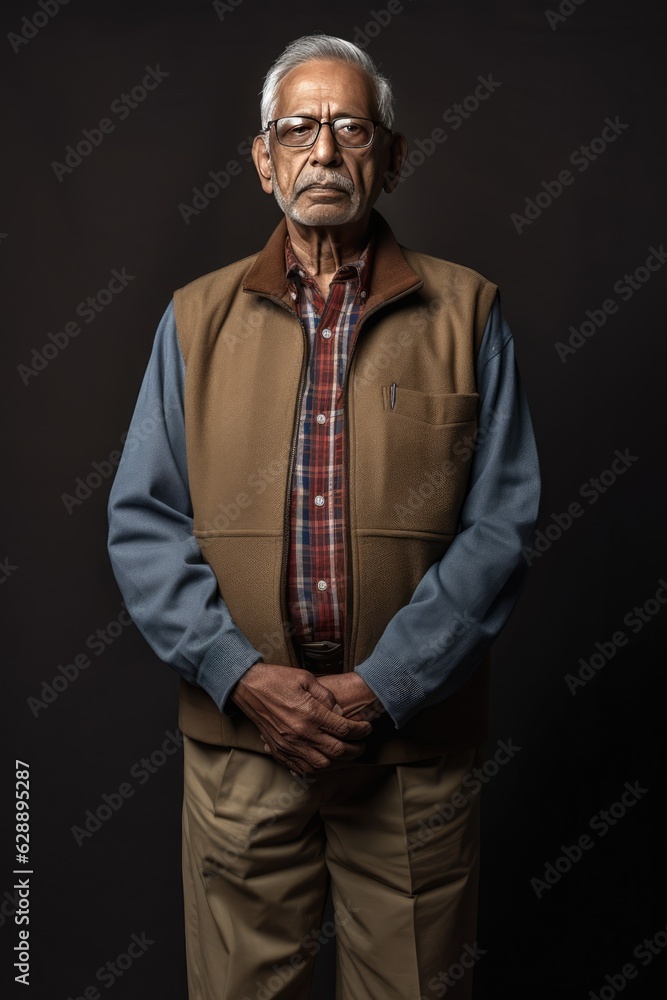 Obraz premium An Old Man in a Brown Jacket Fictional Character Created By Generative AI