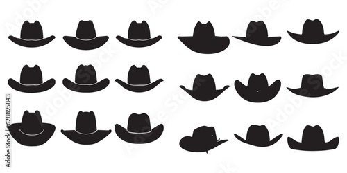 A set of different types of hat silhouette  vector illustration