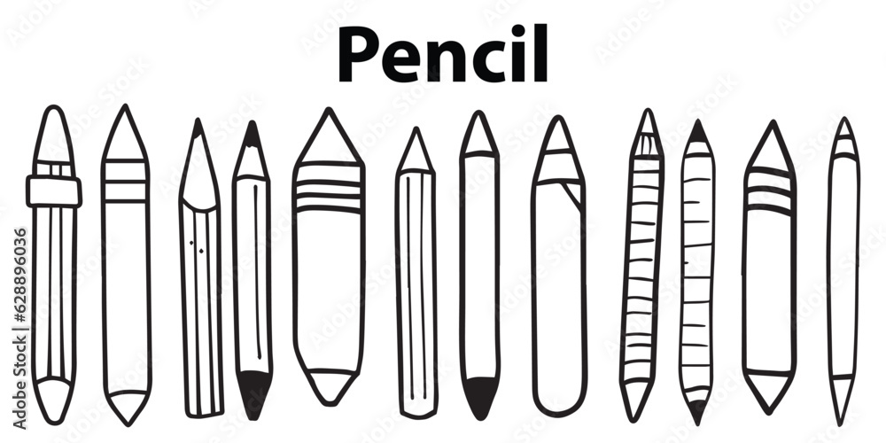 A set of line art Pencil Design vector illustration A set of line art Pencil Design vector illustration