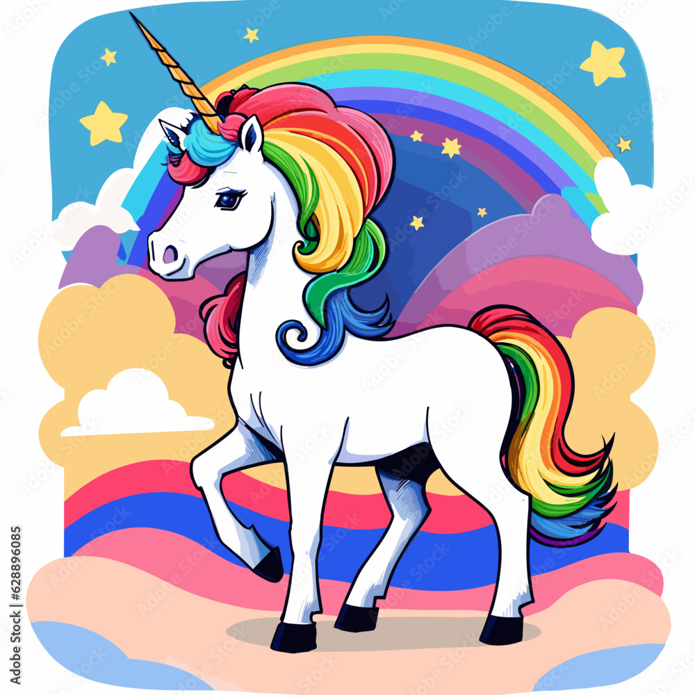 Fototapeta premium Unicornio con arcoiris