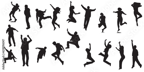 A Set of Jumping People Silhouette vector illustration