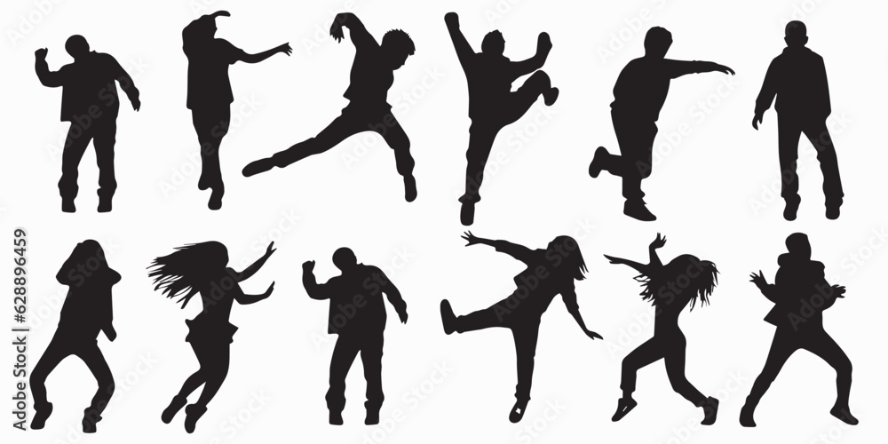A set of silhouette Jumping People Vector illustration A set of silhouette Jumping People Vector illustration