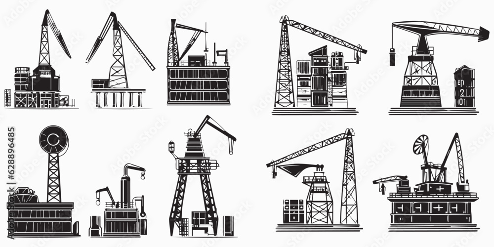 Silhouette Industrial Equipment vector design collection