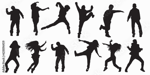 A set of silhouette Jumping People Vector illustration