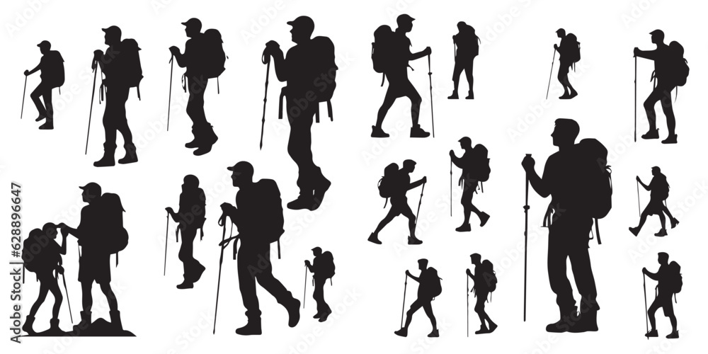 Fototapeta premium A Set of Silhouette Adventure Boy vector illustration