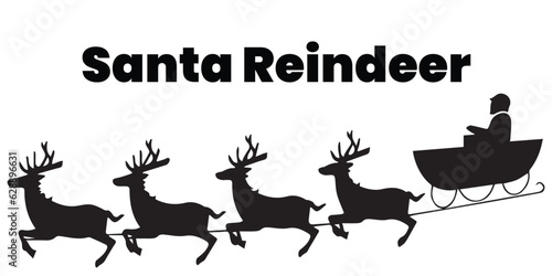 Santa Reindeer Christmas silhouette vector illustration 