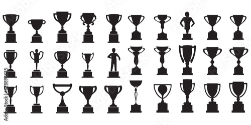 Set of silhouette Trophy vector illustration