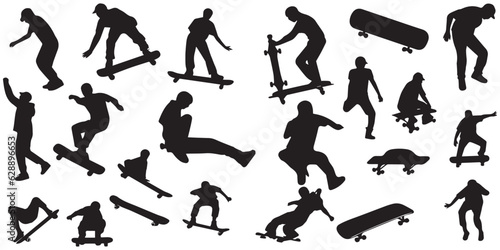 Boy Skating Silhouette vector collection