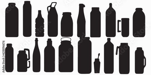 Different Type Of bottle silhouette vector collection