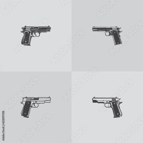weapon gun vector pistol silhouette set