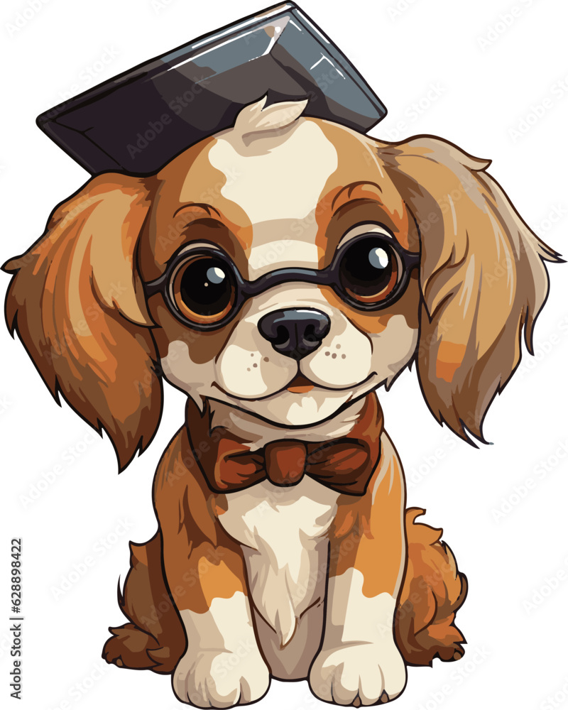 Cute dog go back to school theme, showing only head part, sticker