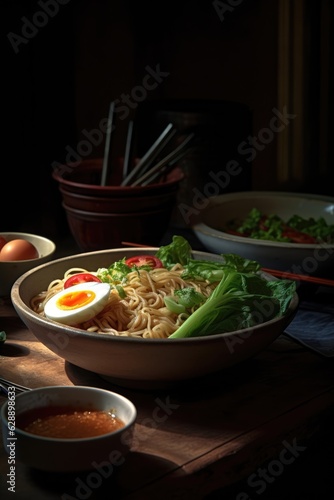 Noodles and Eggs in a Bowl - A Delicious and Nutritious Meal