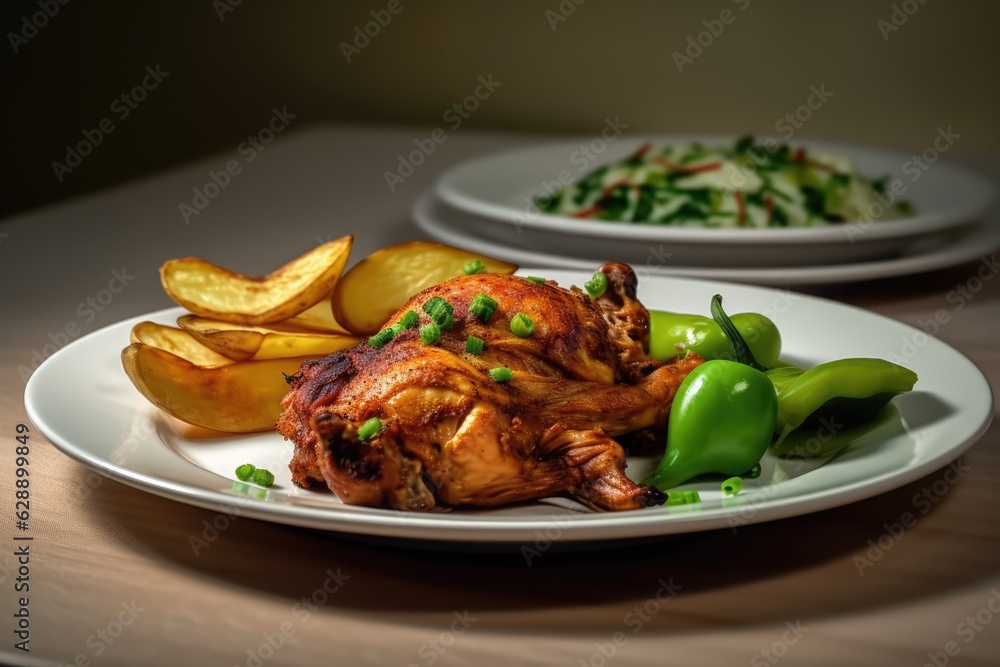 Delicious Roasted Chicken with Green Peppers and Potatoes