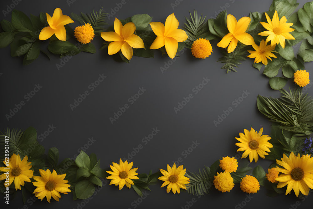 yellow flowers frame (Generative AI) 