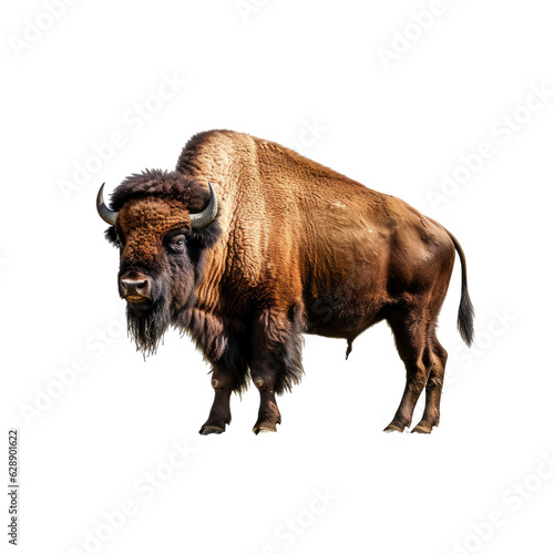 A majestic bison standing proudly in the darkness. Isolated background. Transparent PNG. Generative AI photo