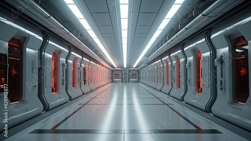 scifi futuristic corridor. Generative AI