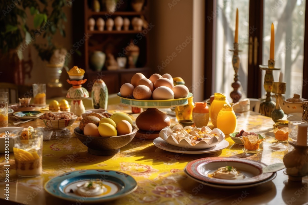 A Rich Display of Easter Dishes and Decorations