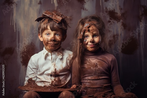 Muddy kids having a blast Fictional Character Created By Generative AI. © shelbys